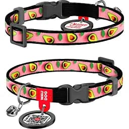 Нашийник для котів Waudog Nylon Авокадо на рожевому з QR паспортом XS 20-30x1 см