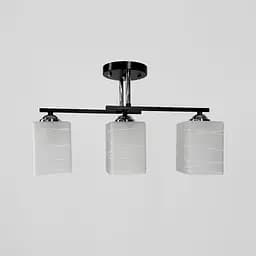 Прямокутний плафонний світильник на 3 лампи в чорному корпусі 47х15 см | Арт. 6944/3 BK+CH | Line F