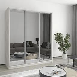 Шкаф-купе трехдверный MebelStar Стандарт AL 3 Зеркала 180x60x240 см Аляска серый (MBS-1613)