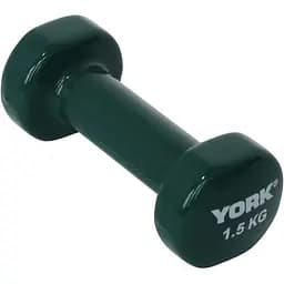 Гантелі для фітнесу вінілові круглі York Fitness 2х1,5кг зелений - мініатюра 3