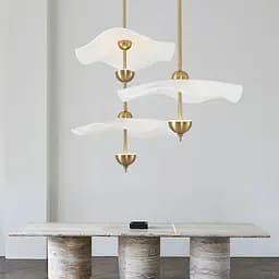 Латунный светильник с белым волнистым плафоном Ø 60 см Ст. SGA3-600-1 AB | Line F