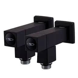 Набір кран напівоборотний кутовий з американкою Solomon Lux 1/2″ Cube Black 8888 (2шт.) 000021912 - мініатюра 5