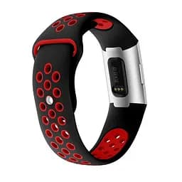 Силіконовий ремінець Primo з перфорацією для фітнес браслета Fitbit Charge 3/4 Black Red/розмір S - мініатюра 2