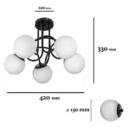 Люстра кульки модерн Levistella 7529910-5 BK+WH - мініатюра 2