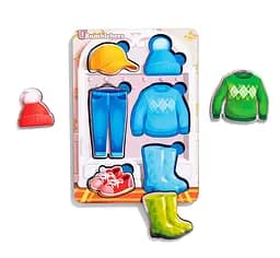 Деревянный пазл "Одежда - 1" (фон с подсказкой), 16*12*0,6см.