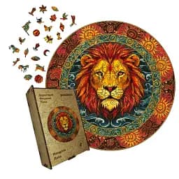 Дерев'яний фігурний пазл Мандала Лева, А1, Картонна коробка 500+ елементів