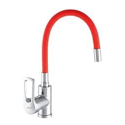 Змішувач для кухні Zerix SAR 181 з червоним силіконовим виливом ZX2672 Хром