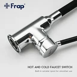 Змішувач для кухні Frap F4044 з гнучким виливом 2 режими чорний/хром Чорний матовий - мініатюра 4