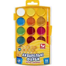 Фарби акварельні Школярик медові 18 кольорів 302023004-UA
