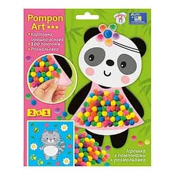 Набор для творчества Панда Pompon Art Ранок 10100691, 100 помпонов и раскраска