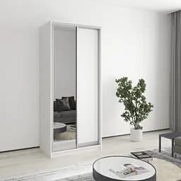 Шафа-купе дводверна MebelStar Уні AL ДСП/Дзеркало 90x45x210 см Аляска білий (MBS-2602)