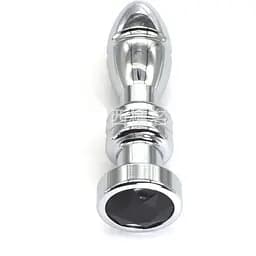 Фігурна анальна пробка з кристалом SKN-MS118 (довжина 12 см, діаметр 3.5 см, Вага 155 гр.), Срібний / Чорний