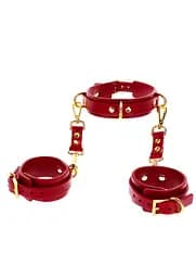 Набір для бондажу з нашийником та наручниками, червоний SCALA 30-17154-X-RED 103778