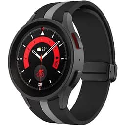 Ремінець для Samsung Galaxy Watch 4 44mm - чорно-сірий ширина кріплення 20мм силікон Watchbands Cls-way-black (W48-0WB44730601)