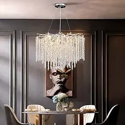 Подвесная люстра в корпусе хром с хрустальными камнями Line.F Диаметр 100см