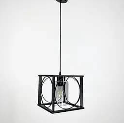 Підвісний світильник в металевому чорному каркасі Line.F Колір плафона Янтарний