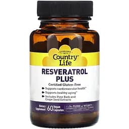 Натуральная добавка Country Life Resveratrol Plus 60 капсул