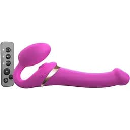 Безременный вибрострапон с вакуумной стимуляцией Strap-On-Me MULTI ORGASM Fuchsia M