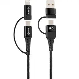 USB кабель Gelius Pro Unimog 2 4in1 USB-A/Type to Type-C/Lightning 18W 1 м GP-UC106 Black