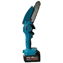 Пила акумуляторна ланцюгова міні з шиною 6 дюймів 15 см 2 акумулятори 48 v для дачі саду та обрізки дерев