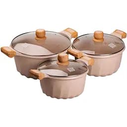 Набор кастрюль MGC алюминиевых 5,3/8,2/11,8 л с керамическим покрытием, бежевый HP-4-402