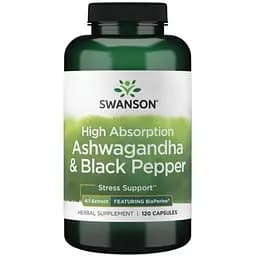 Ашваганда та чорний перець Swanson Ashwagandha & Black Pepper 120 капсул (2022-09-0927)