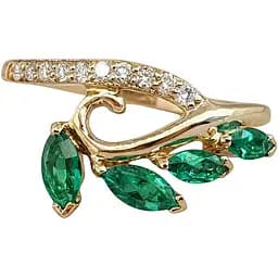 Золотое кольцо с бриллиантами и изумрудом. 202339 18