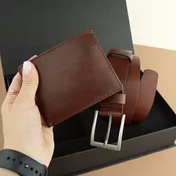 Подарунковий чоловічий набір Handycover 2511 (портмоне та ремінь) коричневий в коробці - мініатюра 5