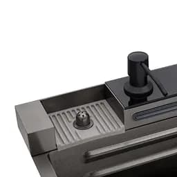 Кухонна мийка Kroner KRP Schwarze - SET7546ARTHM PVD (3.0/0.8 мм) CV033375, Чорний - мініатюра 10