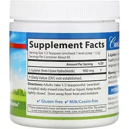 L-лізин Carlson L-Lysine Amino Acid Powder у порошку 100 г - мініатюра 2