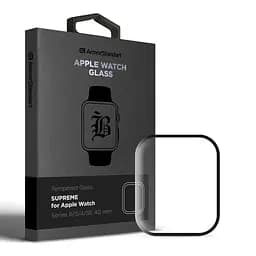 Захисне скло 3D для Apple Watch Series 6/5/4/SE 40 мм, Supreme Black Icon, прозоре, на весь екран, глянцеве, з олеофобним покриттям, просте встановлення, не залишає слідів, ArmorStandart (ARM77082)