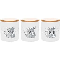 Набор банок для сыпучих продуктов Lefard Коты, с бамбуковой крышкой 450 мл 3 шт. (940-252)