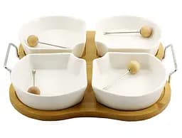 Менажниця порцелянова на підставці зі шпажками Grazie 4 секції 28 см (PJ01579)