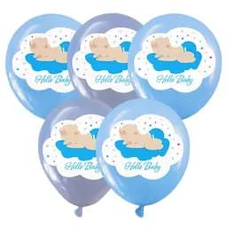 Шарик воздушный латексный с принтом 30 см (25) Baby синяя, IDEA7-PB-57