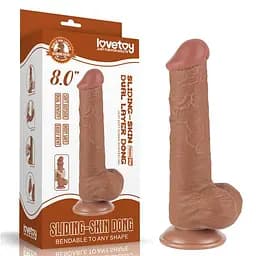 Фалоімітатор - Sliding-Skin Dual Layer Dong 8" Brown #3