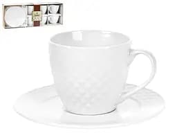 Порцеляновий кавовий сервіз Stenson R96396 на 6 персон 260мл Набір для кави 12 предметів Білий