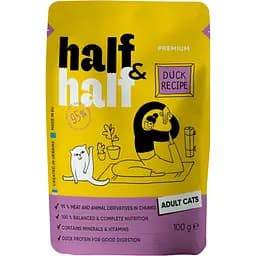 Набір вологих кормів для дорослих котів Half & Half шматочки з качкою у соусі 600 г (6 шт. х 100 г) - мініатюра 3