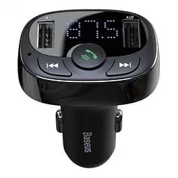 FM-модулятор трансмітер Baseus T-Typed + bluetooth (2USB) CCTM-01 Black - мініатюра 2
