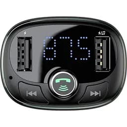 Автомобільний зарядний пристрій Baseus FM Launcher S-09 2.4A 2USB black (CCMT000301) - мініатюра 2
