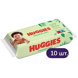 Вологі серветки Huggies Natural Care 560 шт. (10 уп. х 56 шт.)