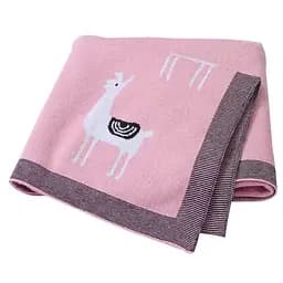 Плед Дитячий Lovely Svi Бавовна 80х100 см В'язаний Рожевий Лама (340821)