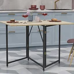 Стол трансформер книга Вуди Ferrum-decor 75x130x90 Черный металл ДСП Дуб Сонома 16 мм (FRD-106746)