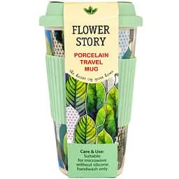 Чашка Keramia Flower story із силіконовою кришкою 440 мл бірюзова (21-279-122) - мініатюра 3