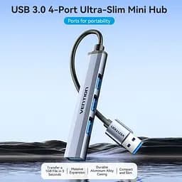 Концентратор Vention USB 3.0 to 1xUSB 3.0 + 3xUSB 2.0 0.15m gray (CKOHB) - мініатюра 5