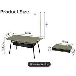 Складаний стіл Naturehike CNK2450JJ025, 80х40 см, алюміній, чорний - мініатюра 2