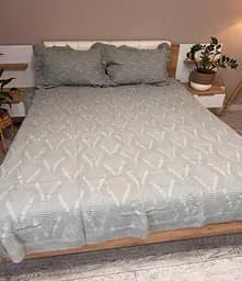 Набор вафельное покрывало + 2 наволочки 200x230 см - комплект в подарочной сумке Светло-серый