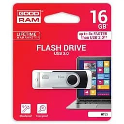 USB флеш накопичувач Goodram 16GB Twister Black USB 3.0 (UTS3-0160K0R11) - мініатюра 2
