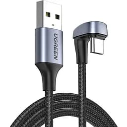 Кабель угловой - поворот на 90 градусов Ugreen US311 USB 2.0-A to Angled USB-C 1 метр (70313)