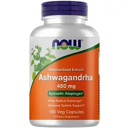 Натуральна добавка NOW Ashwagandha 450 mg, 180 вегакапсул