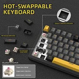Ігрова механічна бездротова клавіатура Attack Shark X85 Pro / Три режими підключення / Blueberry Switch / Black - мініатюра 8